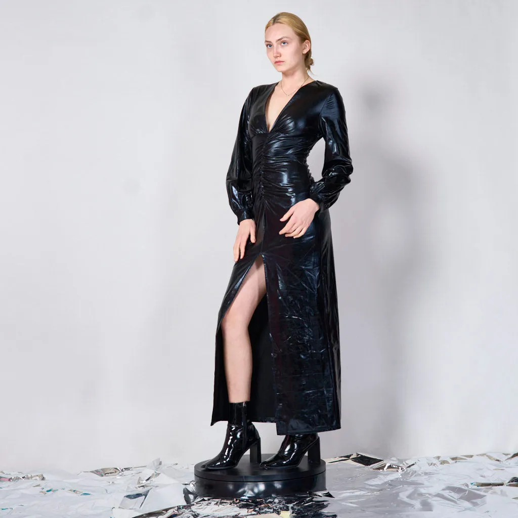 Long elegant metallic dress wholesale