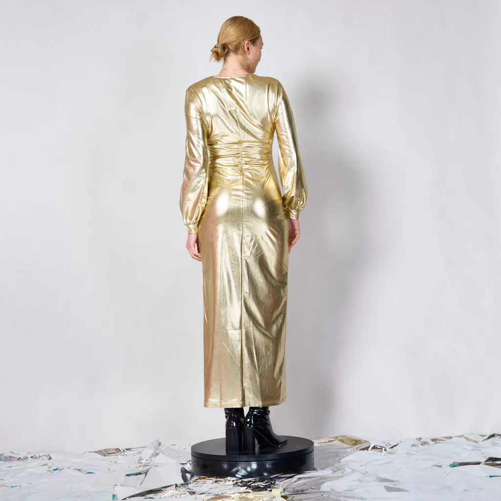 Long elegant metallic dress wholesale