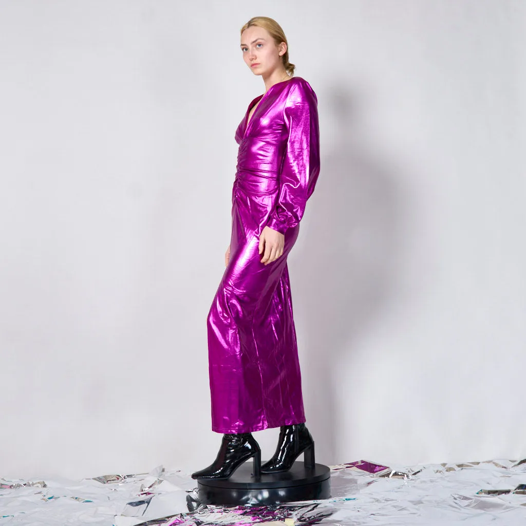 Long elegant metallic dress wholesale