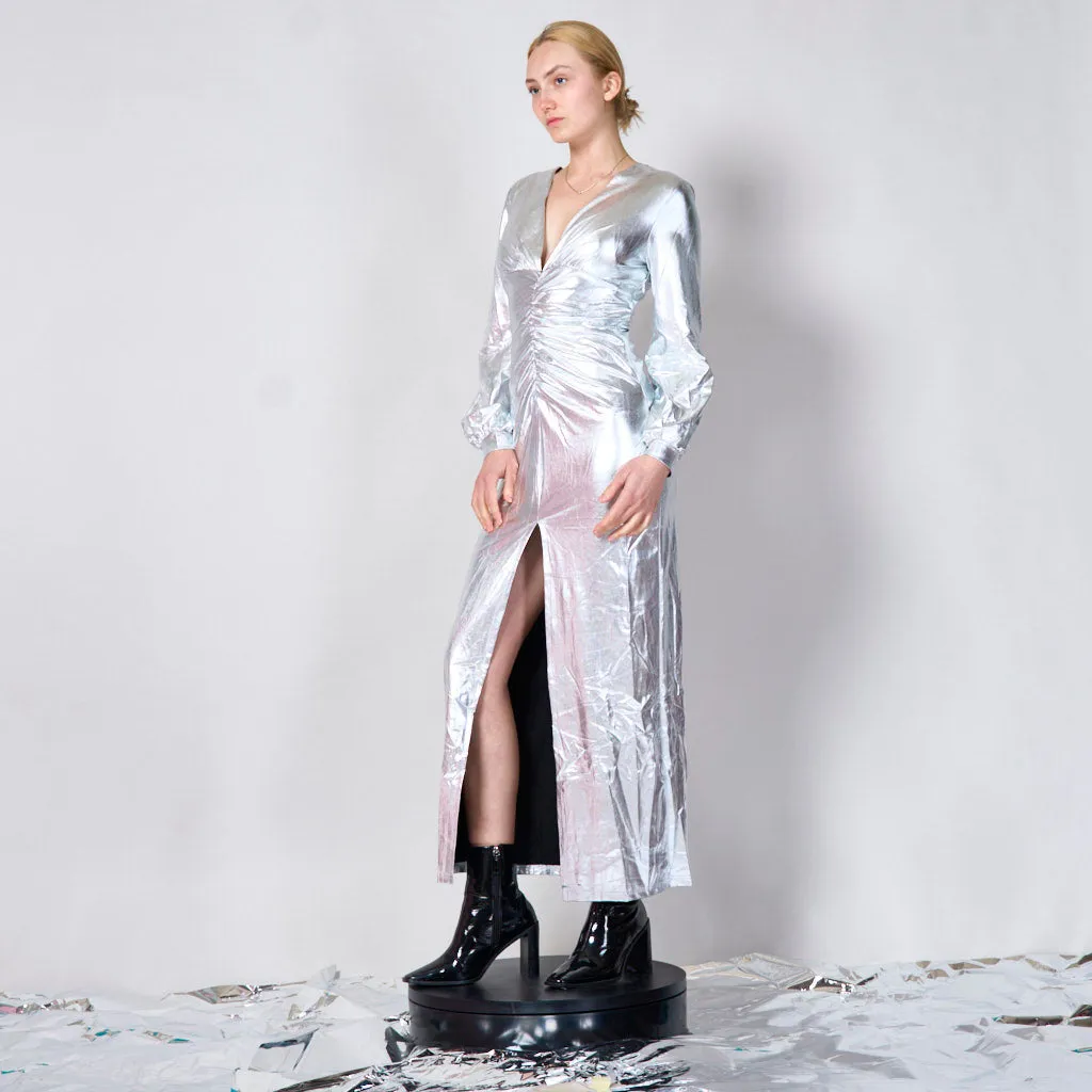 Long elegant metallic dress wholesale