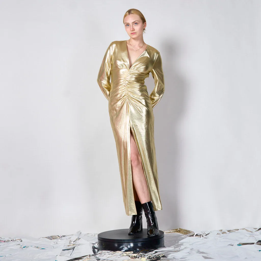 Long elegant metallic dress wholesale