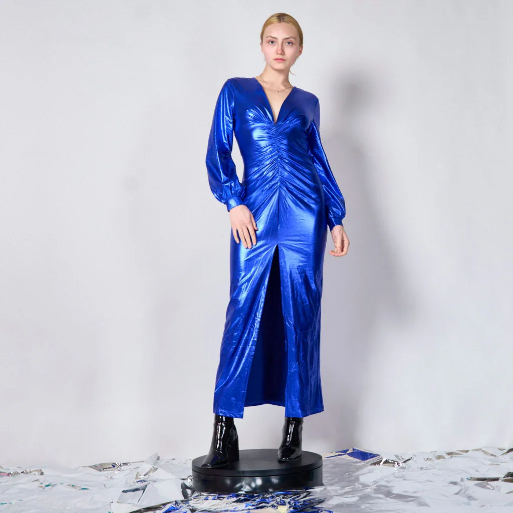 Long elegant metallic dress wholesale