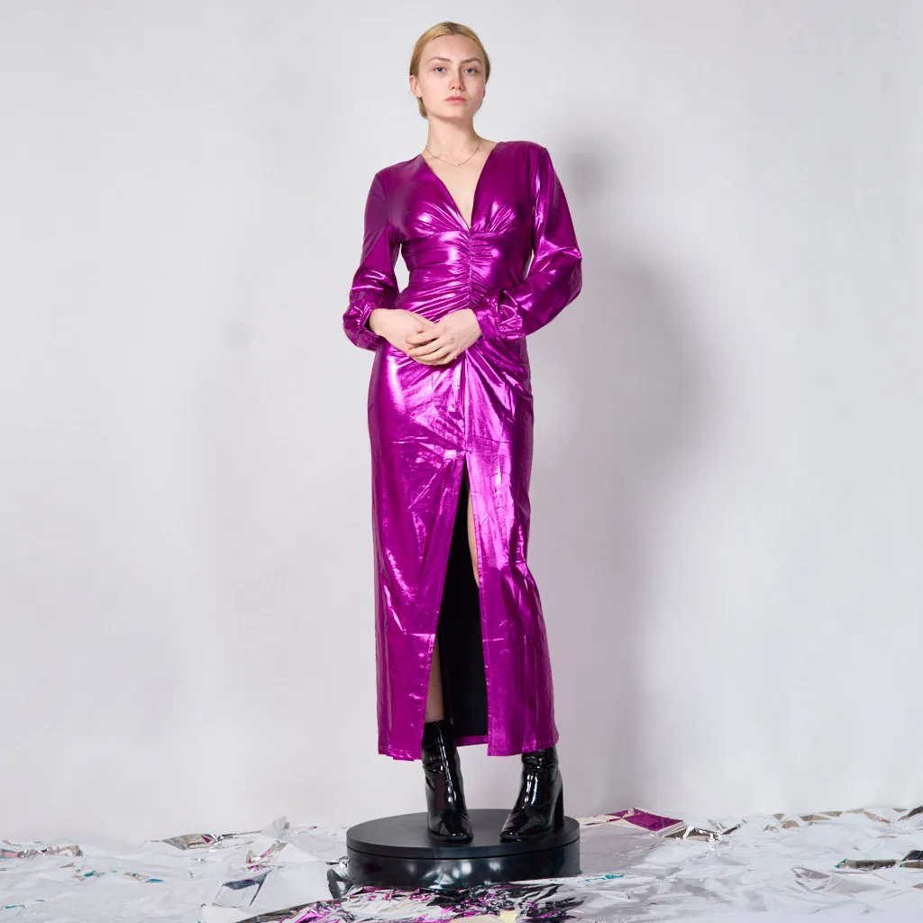 Long elegant metallic dress wholesale