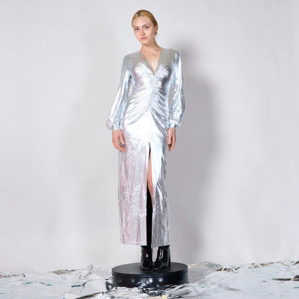 Long elegant metallic dress wholesale