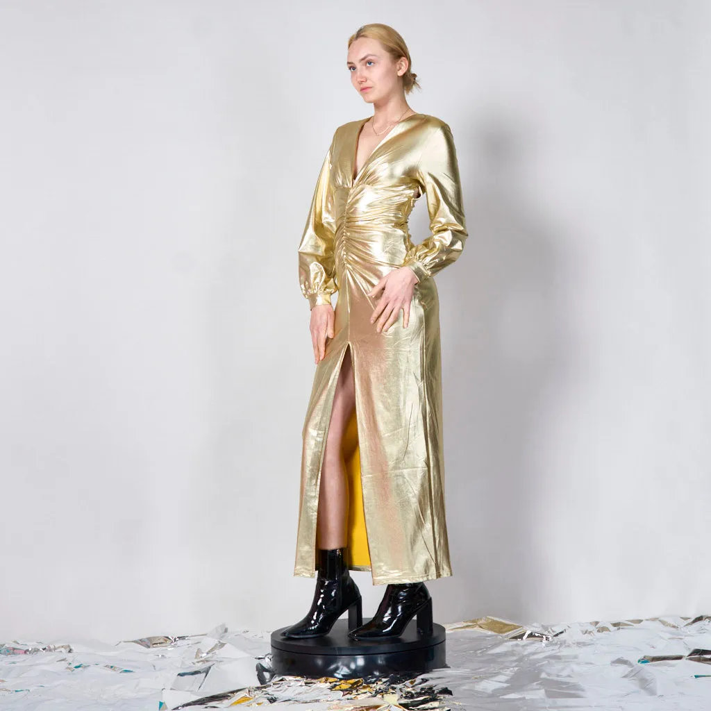 Long elegant metallic dress wholesale
