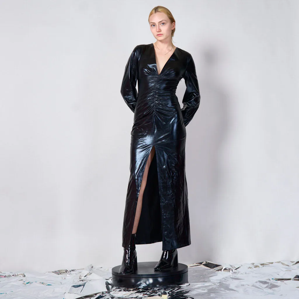 Long elegant metallic dress wholesale