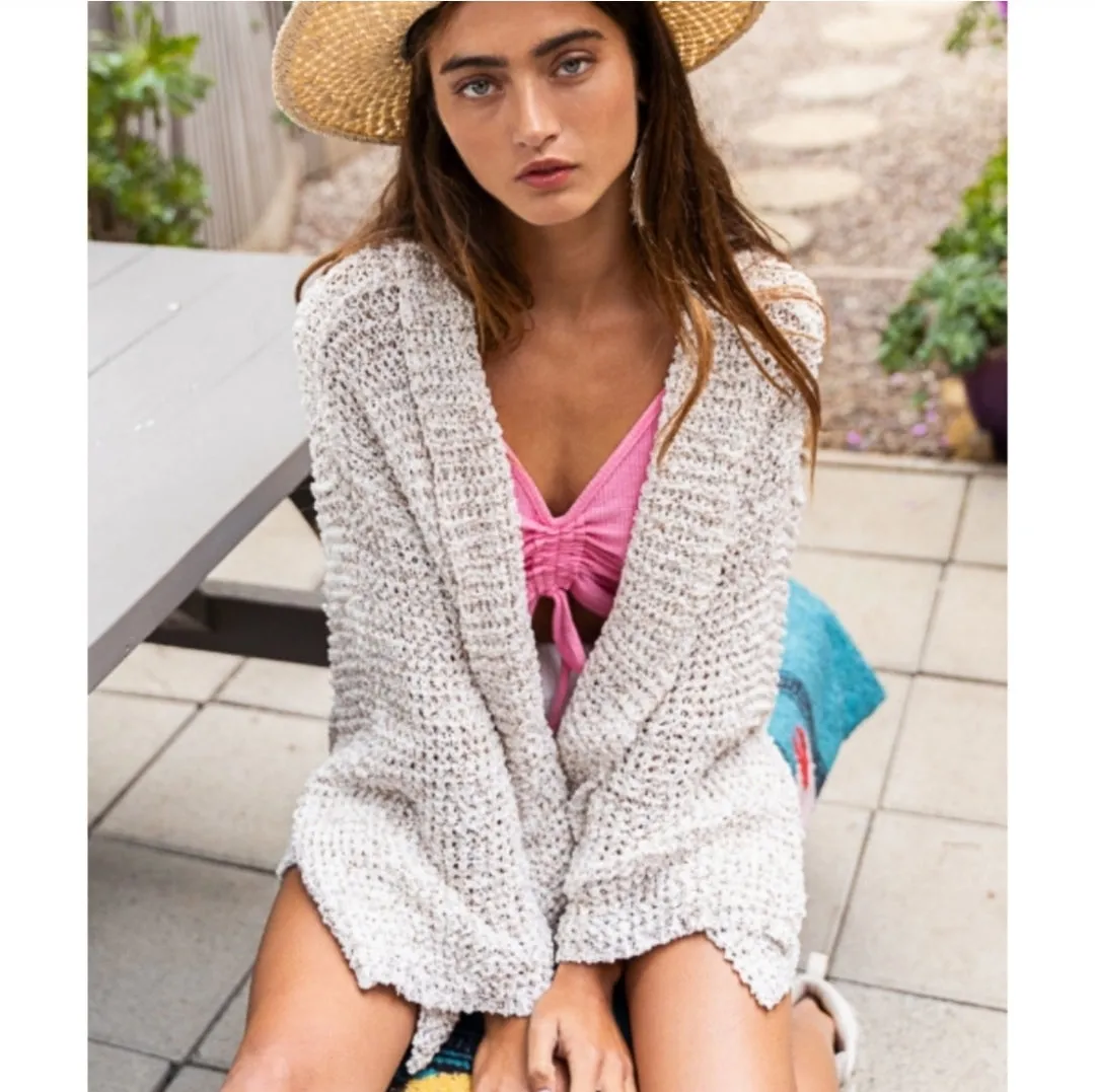 Loose Knit Cardigan Sweater