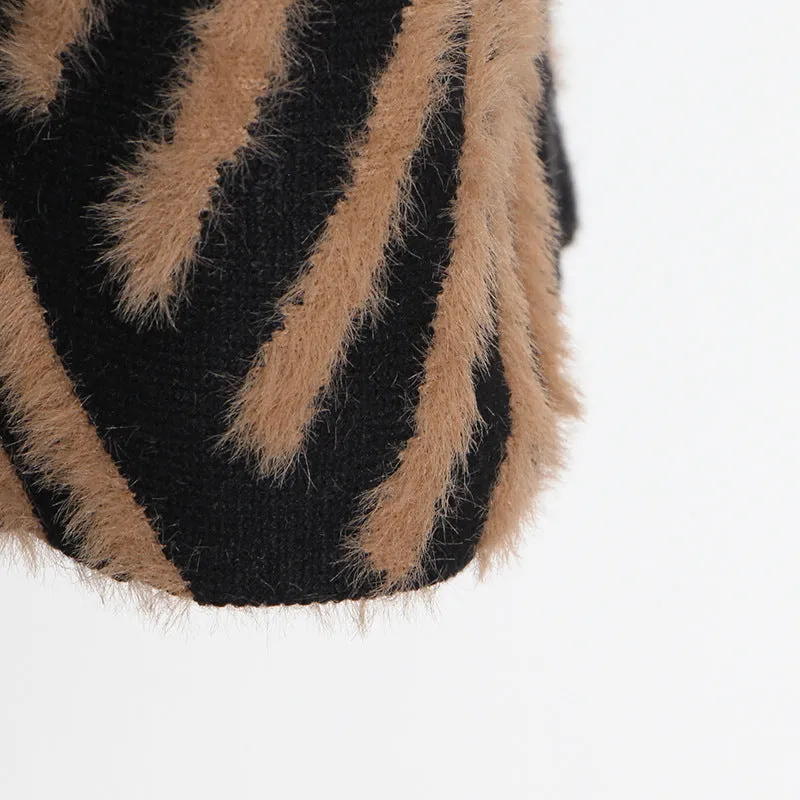 Loose Knitted Long Sleeve Striped Sweater Dress