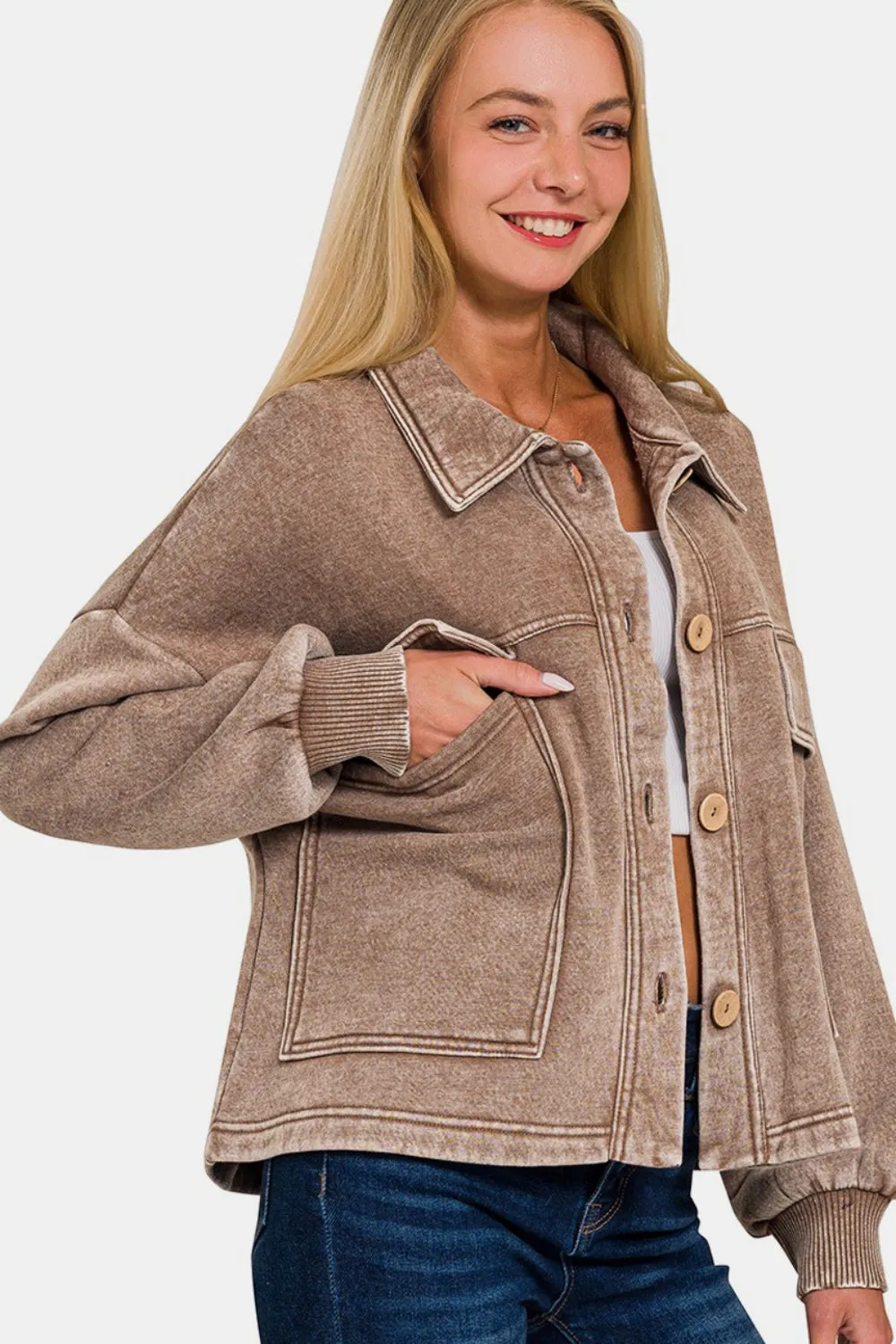 Maple Wash Fleece Button Up Shacket