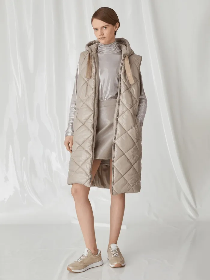 Marella CIRINO Women's Long Reversible Gilet In Taupe 24232960172 Col 002