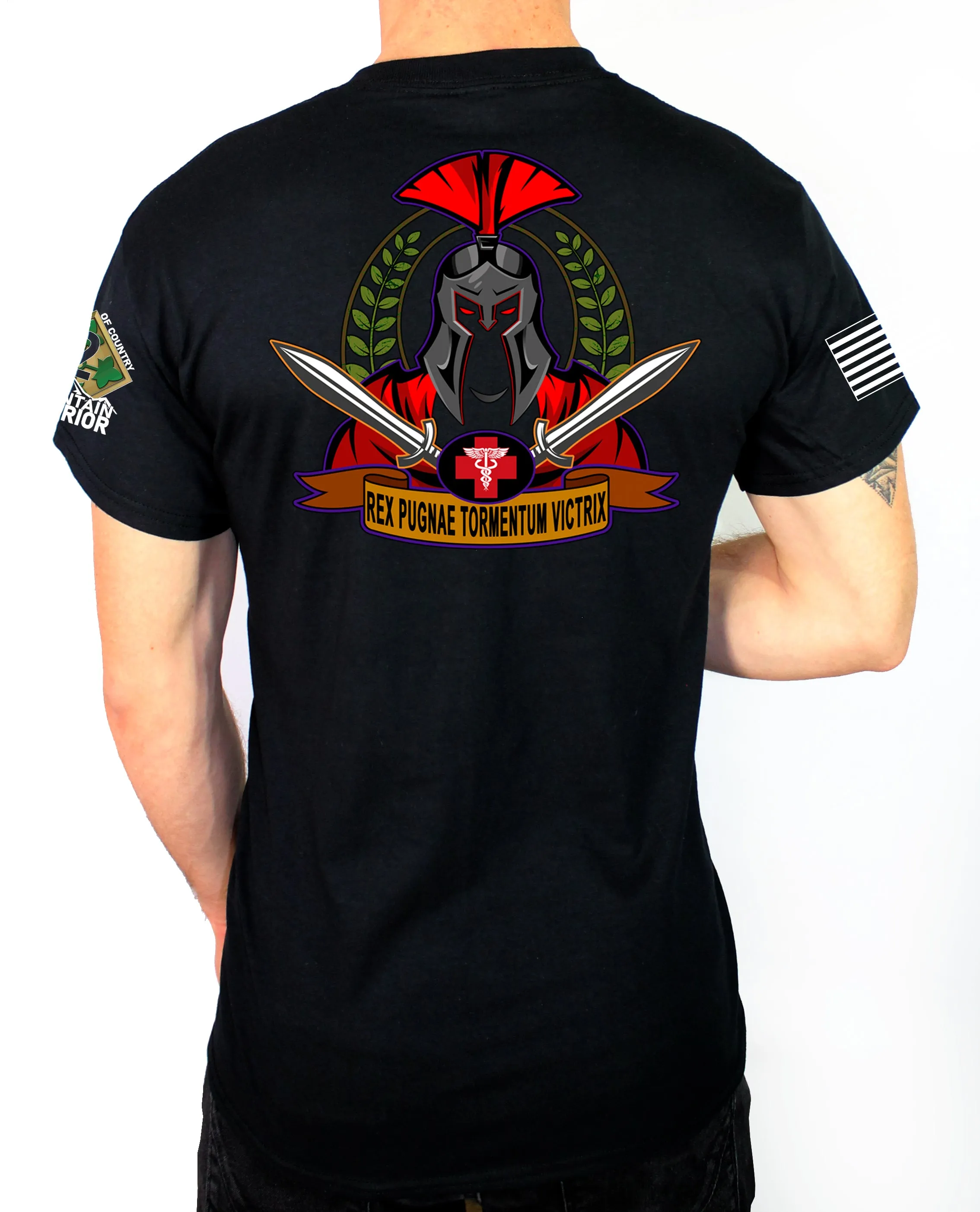 Medics 50-50 Blend Black Unisex PT Short Sleeve Shirt. Approved for PT