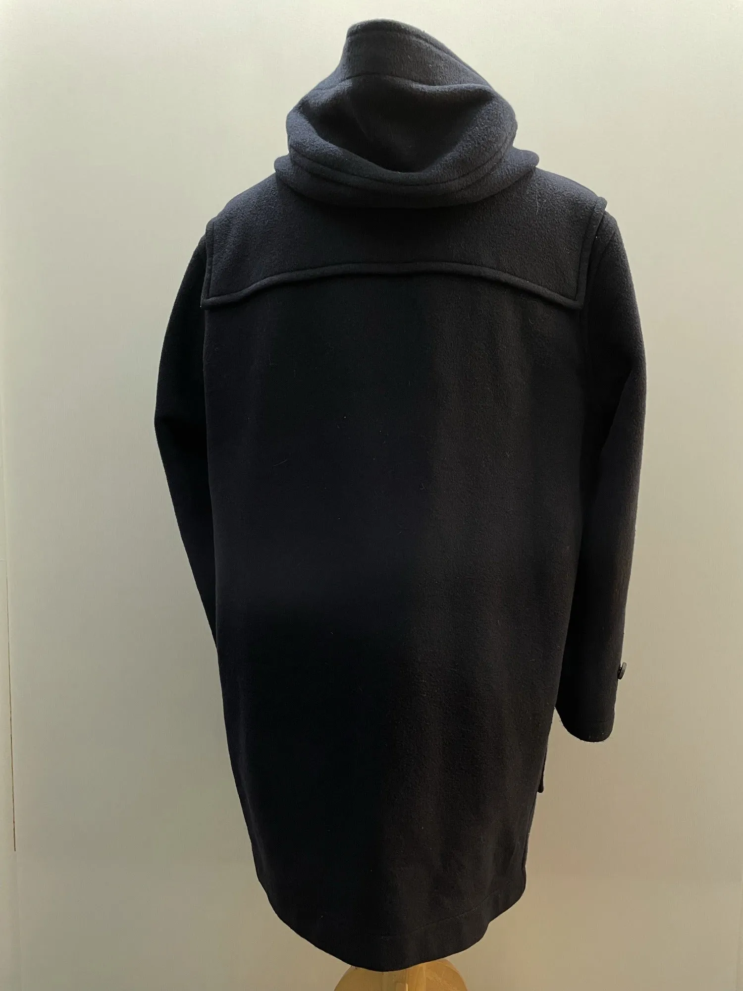 Mens Aquascutum Navy Wool Hooded Duffle Coat - Large