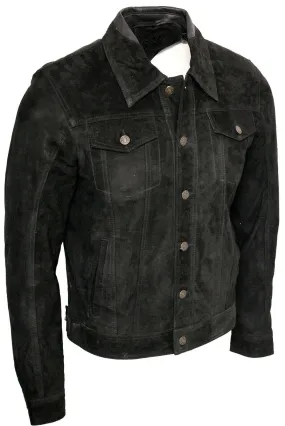 Men's Black Genuine Cowhide Suede Leather Jacket