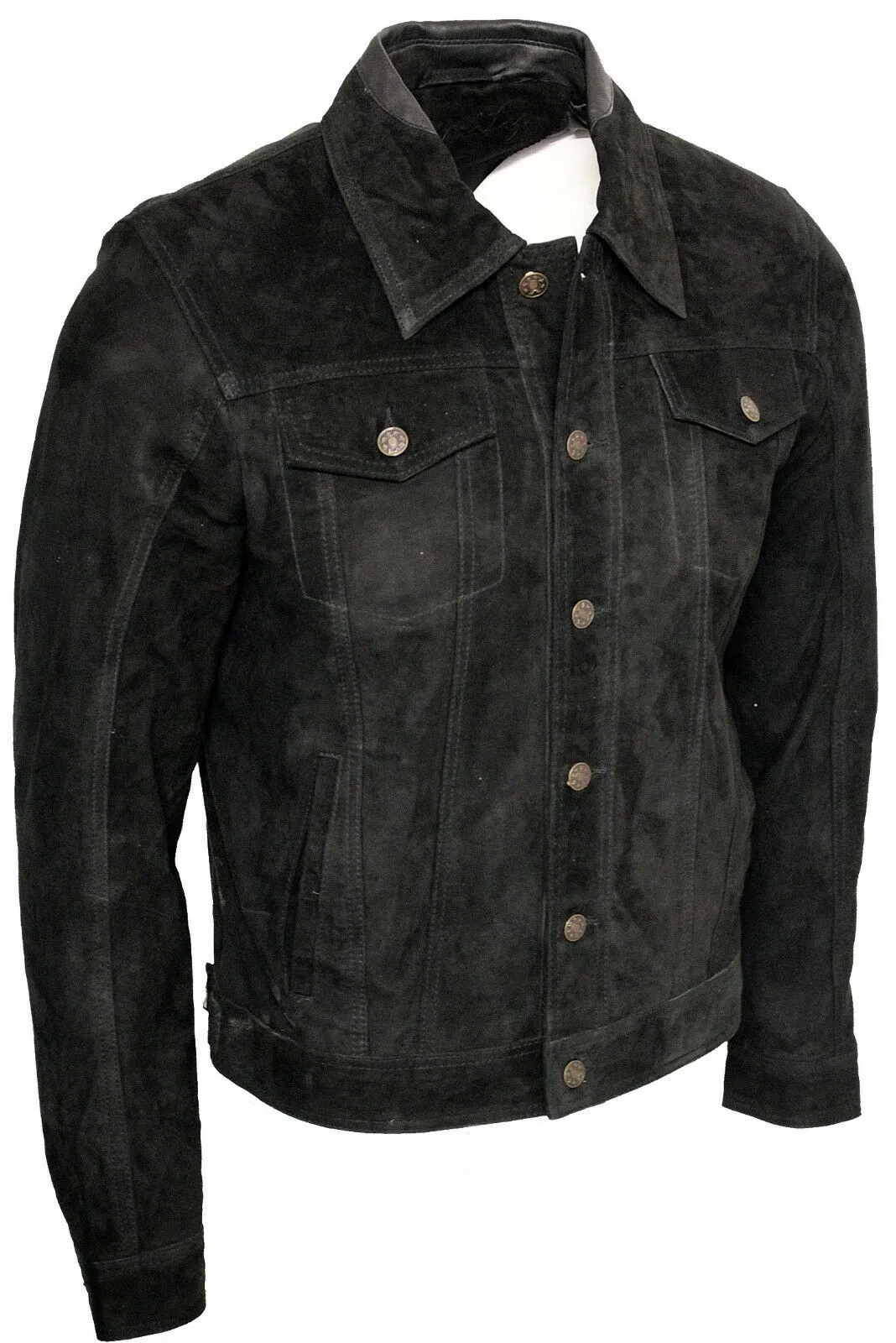 Men's Black Genuine Cowhide Suede Leather Jacket