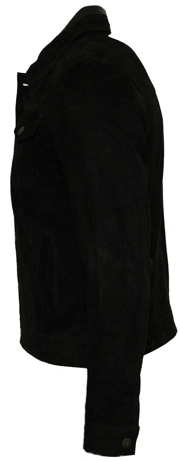 Men's Black Genuine Cowhide Suede Leather Jacket