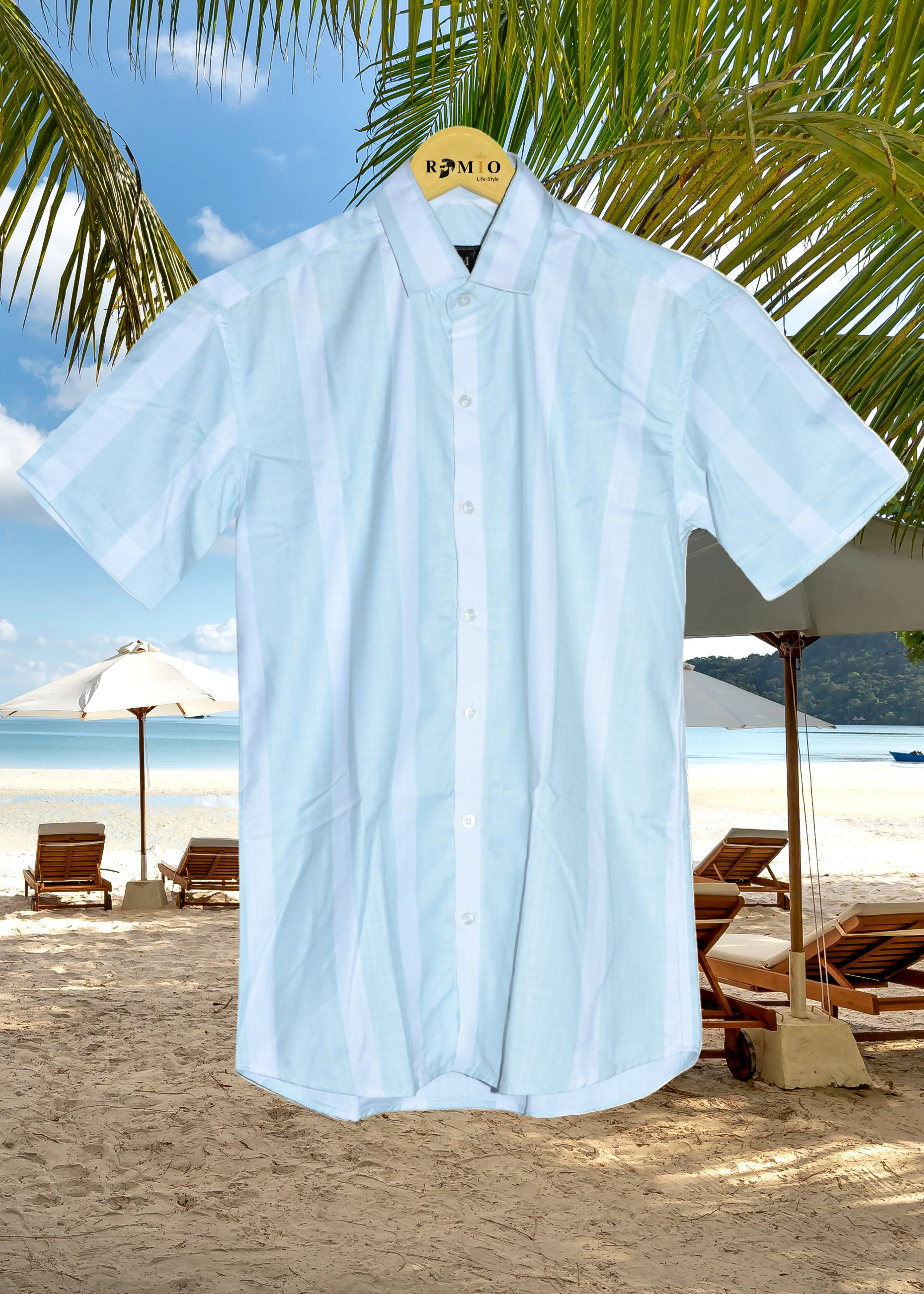 Men's Brown Pure Cotton Regular Fit Striped Half Sleeves Casual Shirt (f40)