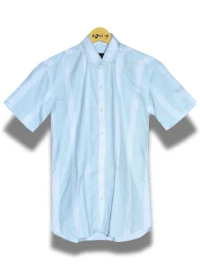 Men's Brown Pure Cotton Regular Fit Striped Half Sleeves Casual Shirt (f40)