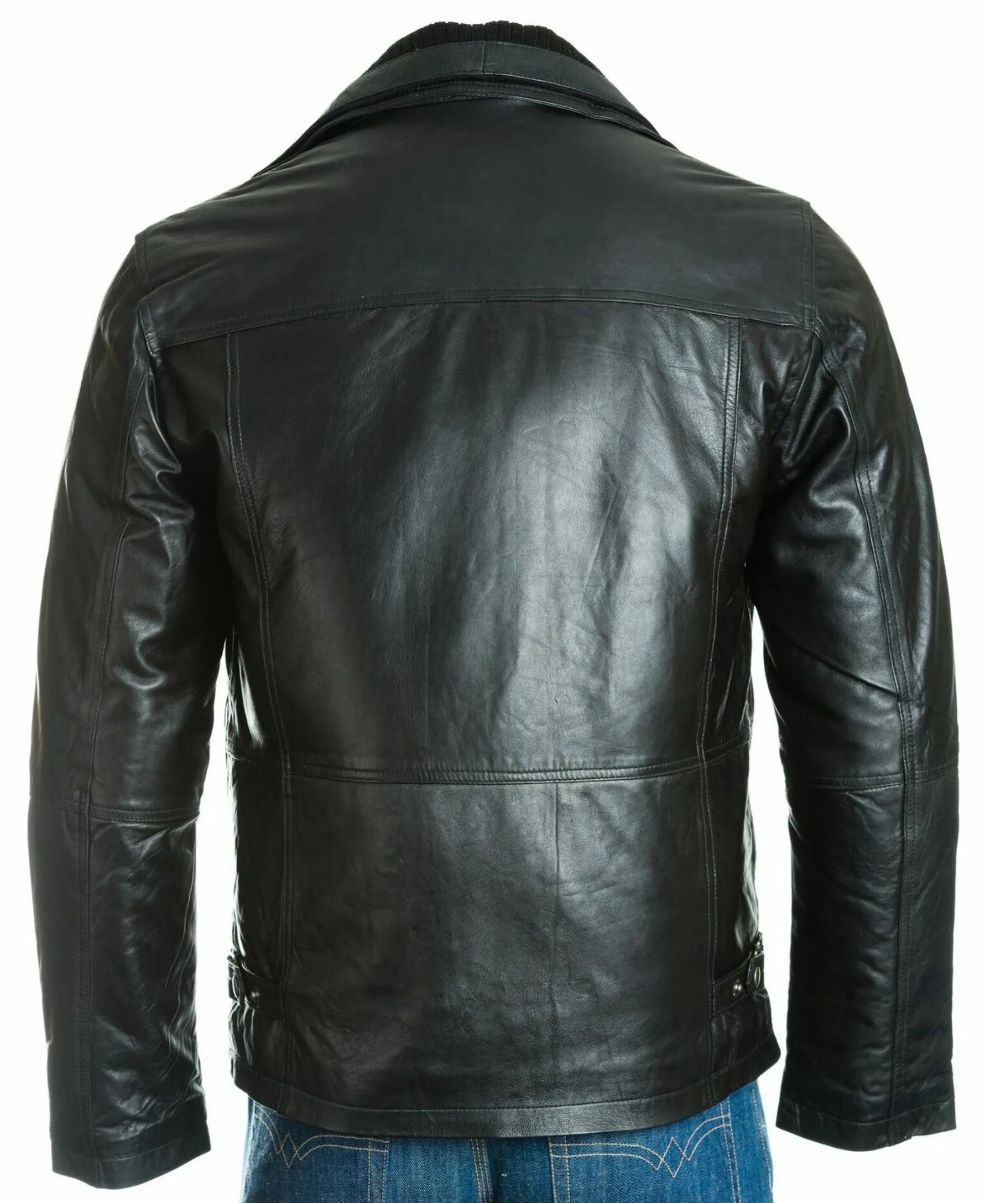 Men's Dark Brown Buckled Strap Collar with Detachable Fleece Front: Duran