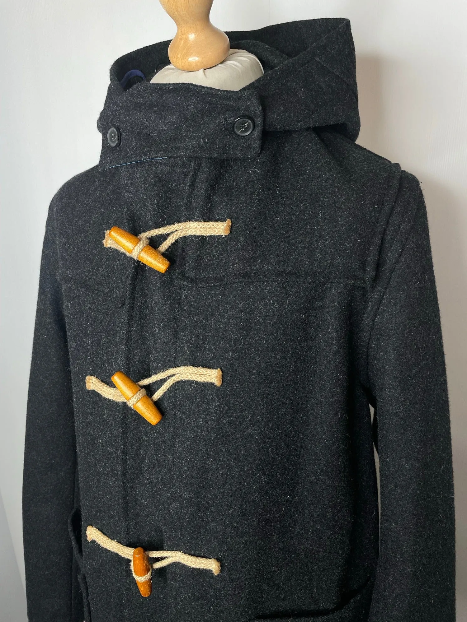 Mens Gloverall Blue Wool Duffle Coat - Size Large 44
