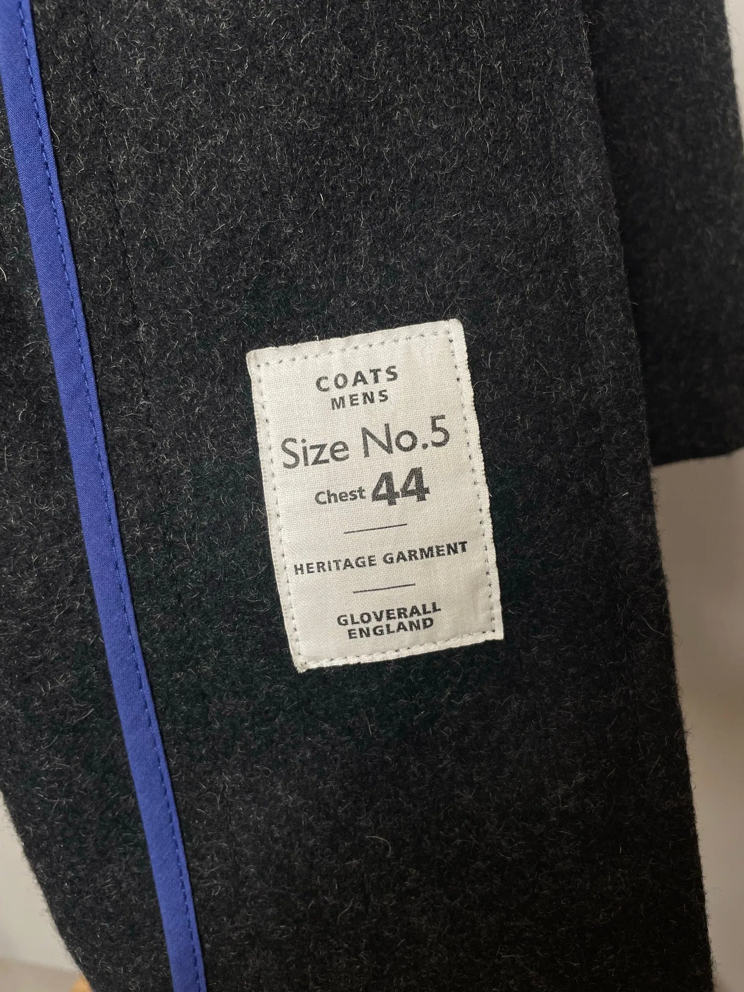 Mens Gloverall Blue Wool Duffle Coat - Size Large 44