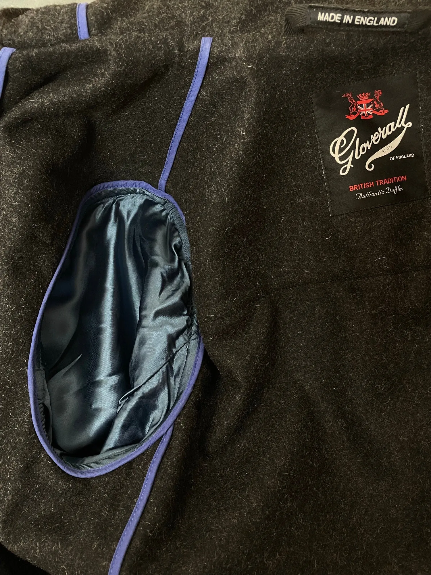 Mens Gloverall Blue Wool Duffle Coat - Size Large 44