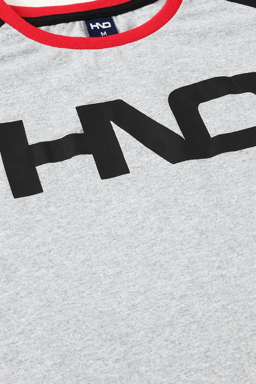 Men'S Grey Raglan T-Shirt With Hno Graphic Print