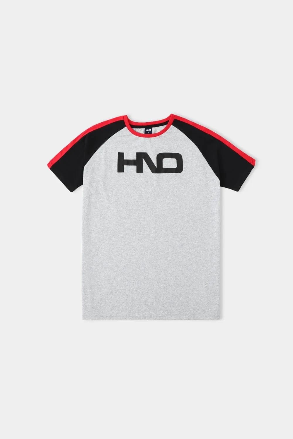 Men'S Grey Raglan T-Shirt With Hno Graphic Print