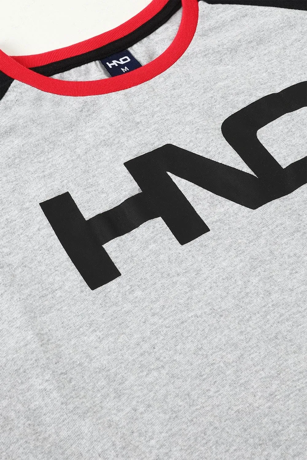 Men'S Grey Raglan T-Shirt With Hno Graphic Print