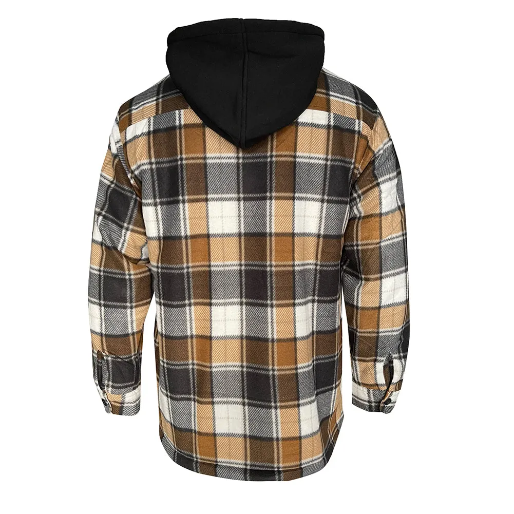Men's Hoodie Heavy Plaid Fleece Full Zip Up Long Sleeve Warm Hooded Jacket
