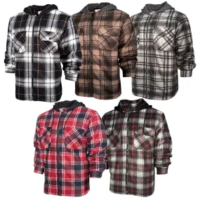 Men's Hoodie Heavy Plaid Fleece Full Zip Up Long Sleeve Warm Hooded Jacket