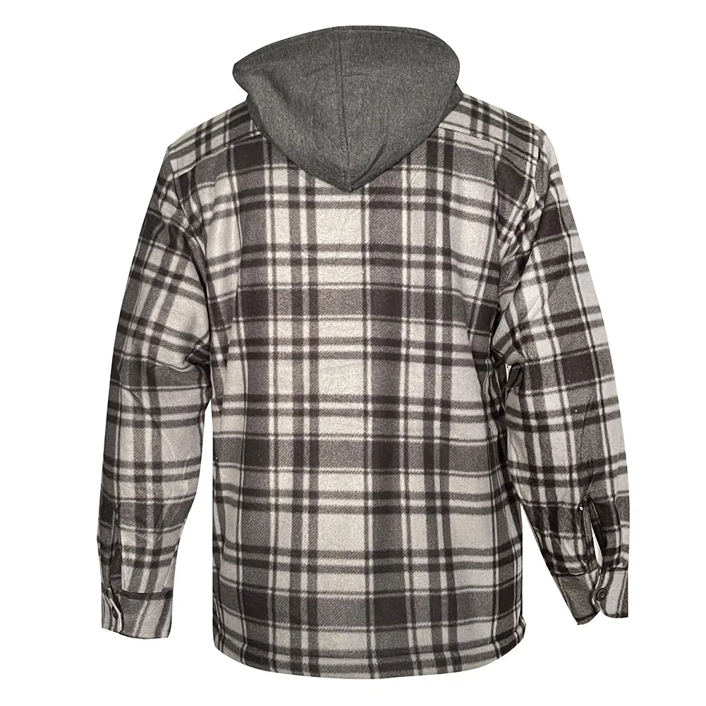 Men's Hoodie Heavy Plaid Fleece Full Zip Up Long Sleeve Warm Hooded Jacket