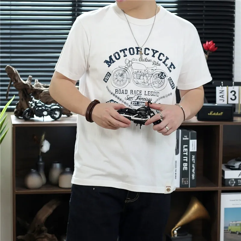 Men's Retro Motorcycle Print Short Sleeved T-shirt