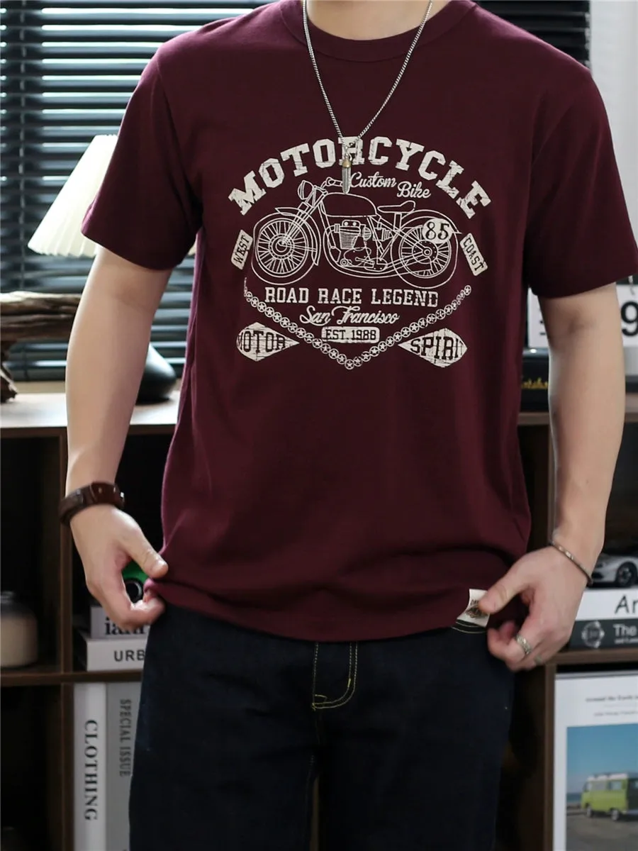 Men's Retro Motorcycle Print Short Sleeved T-shirt