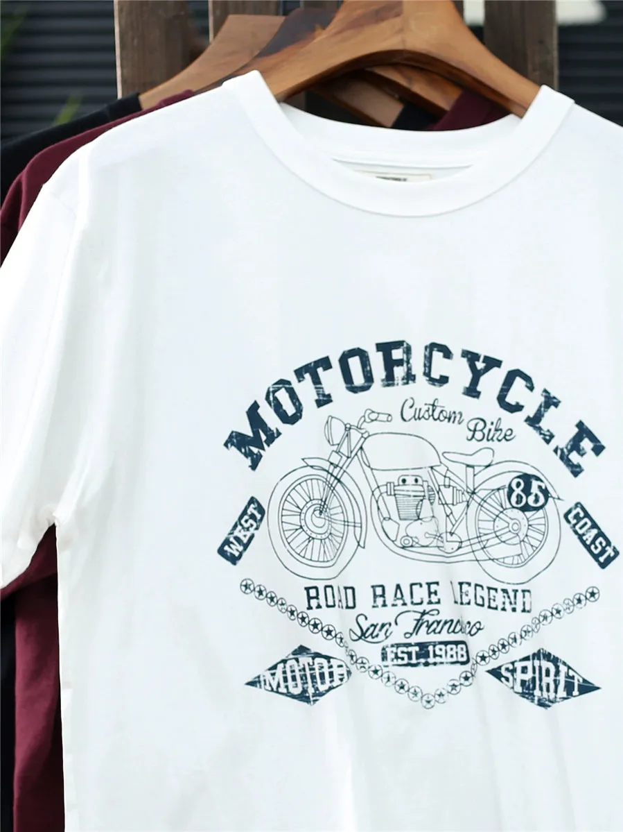 Men's Retro Motorcycle Print Short Sleeved T-shirt