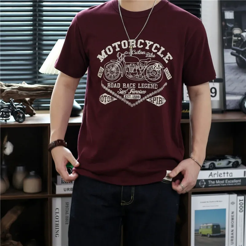 Men's Retro Motorcycle Print Short Sleeved T-shirt
