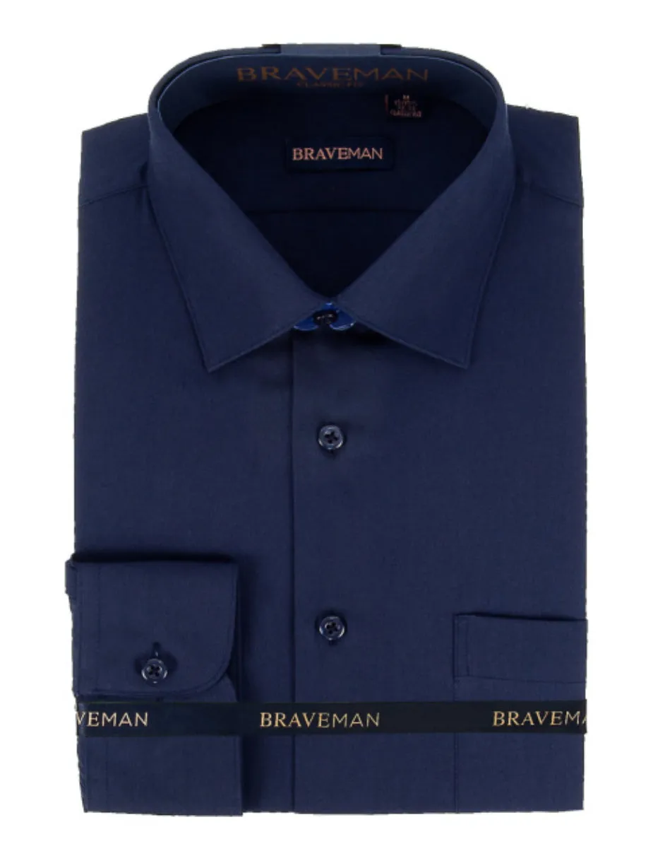 Mens Slim Fit Dress Shirt in Navy Blue