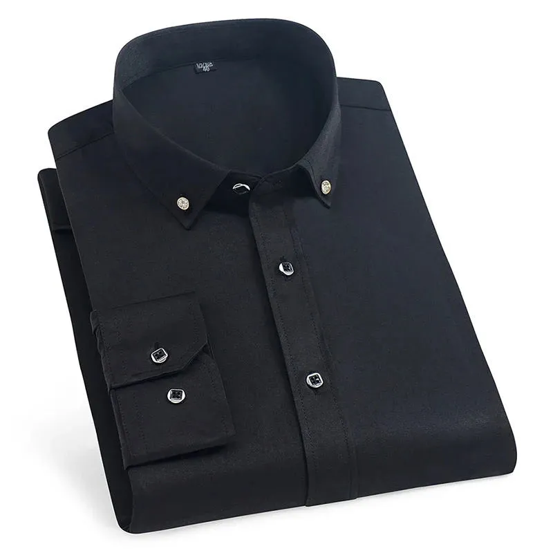 Men's Solid Color Long Sleeve Casual Business Shirt