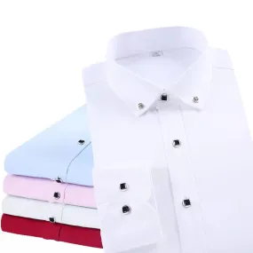 Men's Solid Color Long Sleeve Casual Business Shirt