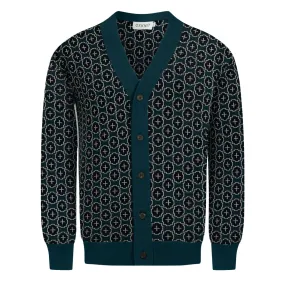 Men's vintage blue jacquard sweater vintage coat