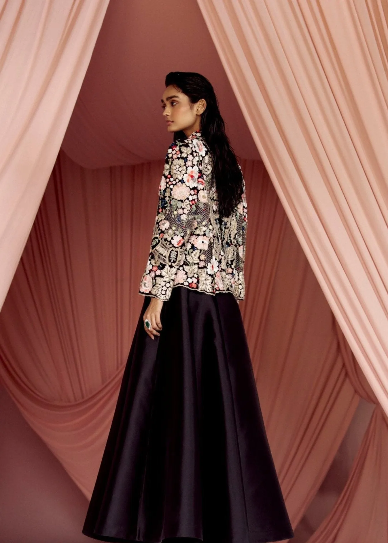 Miera Plunge Jacket and Flared Skirt