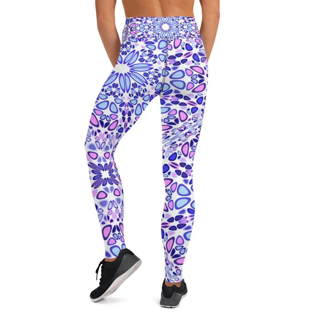 Modern Blue Mandala Yoga Leggings