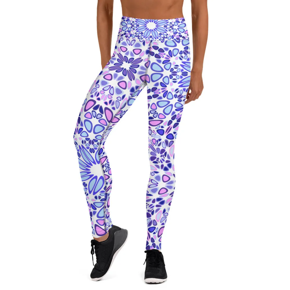 Modern Blue Mandala Yoga Leggings