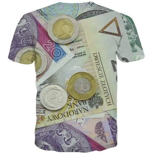 Money T-shirt Men Poland Tshirts Casual Metal Tshirt Printed Harajuku T-shirts Graphic Vintage Shirt Print Short Sleeve summer