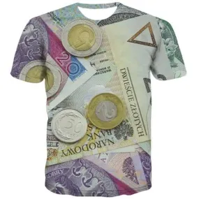 Money T-shirt Men Poland Tshirts Casual Metal Tshirt Printed Harajuku T-shirts Graphic Vintage Shirt Print Short Sleeve summer