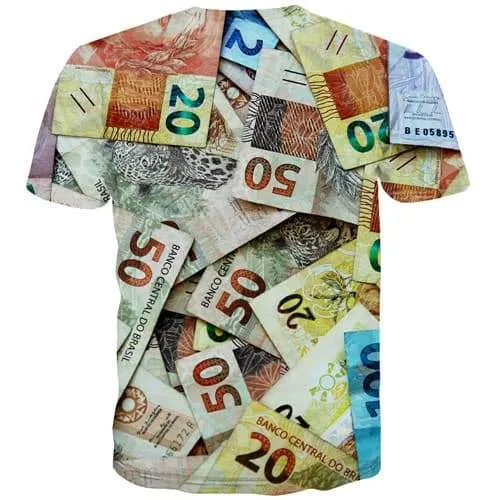 Money T shirts Men Brazil T shirts Funny Harajuku Tshirts Casual Abstract Tshirts Cool Vintage Tshirt Anime Short Sleeve