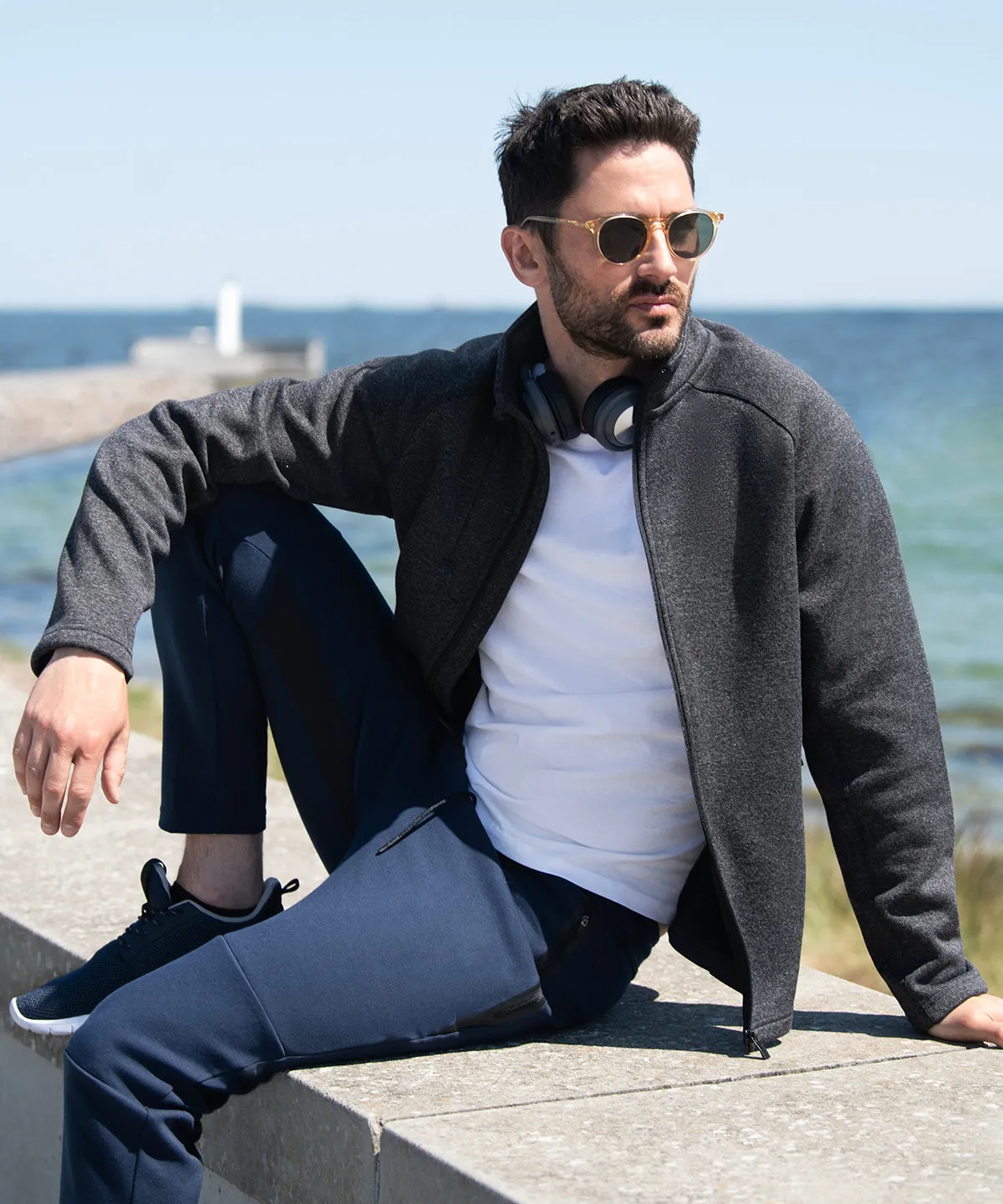 Montana  knitted fleece jacket | Dark Grey Melange