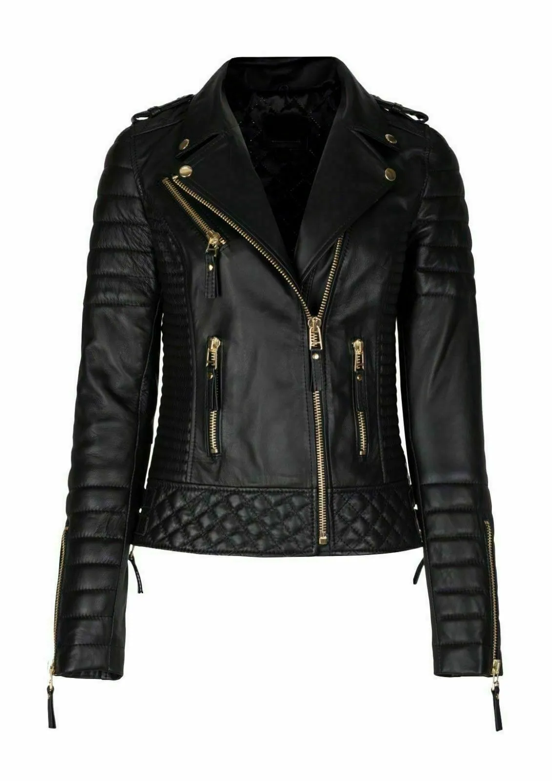 Motorbike Ladies High Quality Leather Jacket Biker Motorcycle Slim fit Design