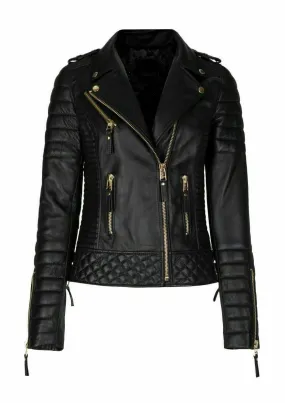 Motorbike Ladies High Quality Leather Jacket Biker Motorcycle Slim fit Design