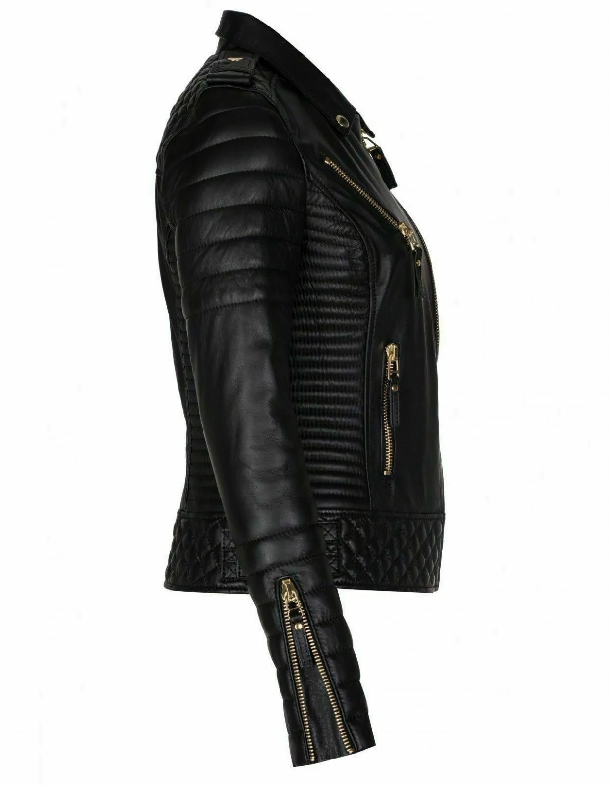 Motorbike Ladies High Quality Leather Jacket Biker Motorcycle Slim fit Design