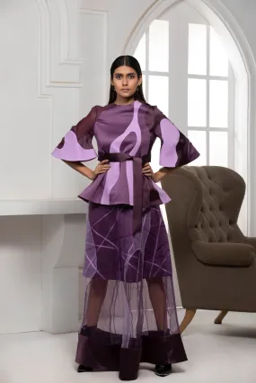 Move Monotone Two Layer Skirt Satin Textile And Nylon Panelling